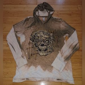 Steampunk Skull Hoodie Bleach Dyed